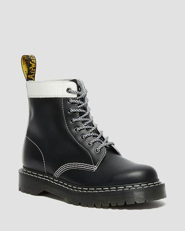 Black / White Men's Dr Martens 1460 Pascal Bex Leather Contrast Lace Up Boots | CA 525ILH